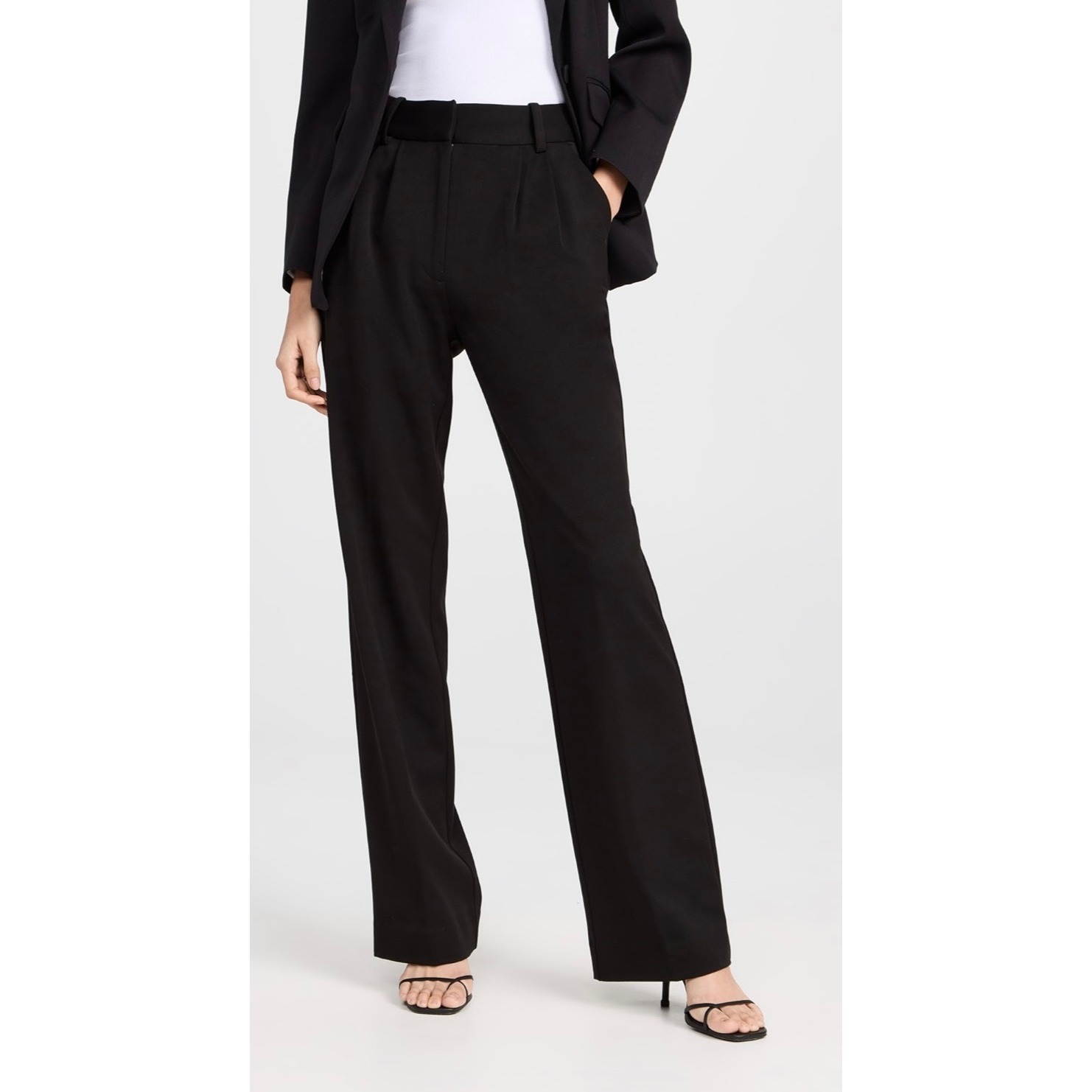 Favorite Daughter The Favorite Pant4 Black Wide Leg Pleated High Rise Office